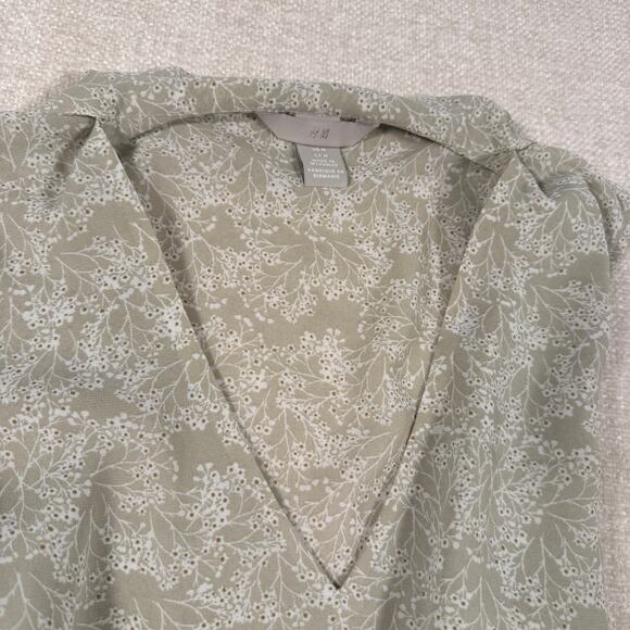 WOMEN'S FLOWY TOP SAGE GREEN H&M BOHO MEDIUM - Picture 6 of 6